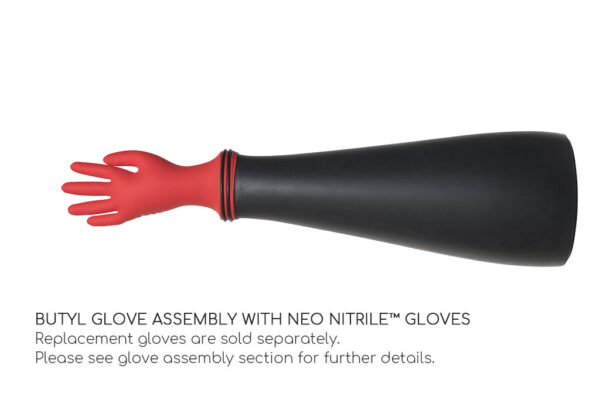 Butyl sleeve with neo nitrile hand glove - Laboratory glove assembly - glovebox gloves