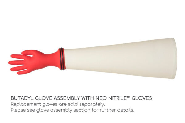 Neo Nitrile hand glove and Butadyl Sleeve assembly - Laboratory Glovebox gloves
