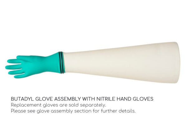 Nitrile hand glove and Butadyl Sleeve assembly - Laboratory Glovebox gloves
